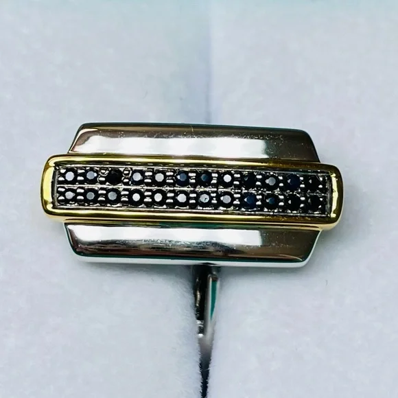 NEW Effy Men's Sterling Silver and Navy/Black Sapphire Cufflinks, 0.62 TCW